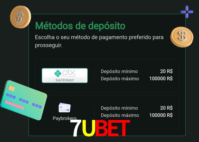 O cassino 7Ubet oferece uma grande variedade de métodos de pagamento